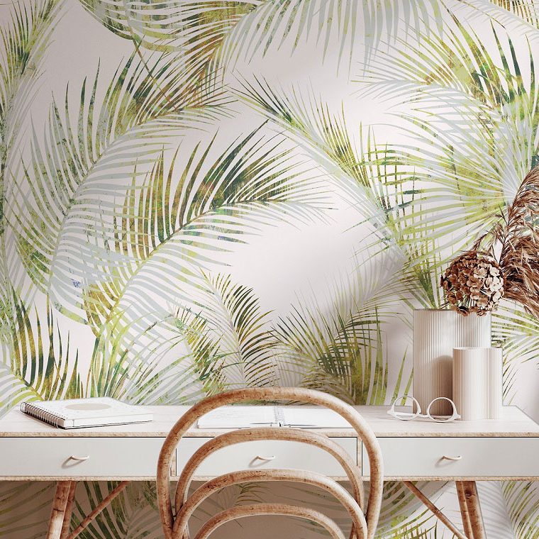 papier peint palmier feuillage tropicale tendance papiers peints auto adhésif oliprint décor