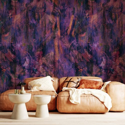 papier peint adhesif marbre violet orange abstraction sur mesure abstraction personnalisable tendance tapisserie murale chambre décoration oliprint
