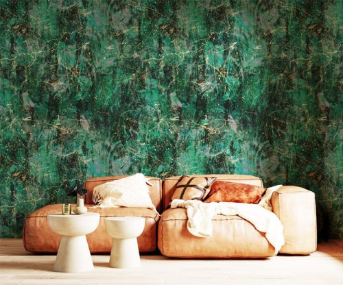 papier peint adhesif marbre vert émeraude gold abstraction sur mesure personnalisable tendance tapisserie murale chambre salon cuisine bureau décoration oliprint