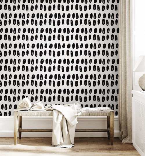 papiers peints minimalist abstraction rond design noir blanc murale auto adhesif décoration bureau chambre