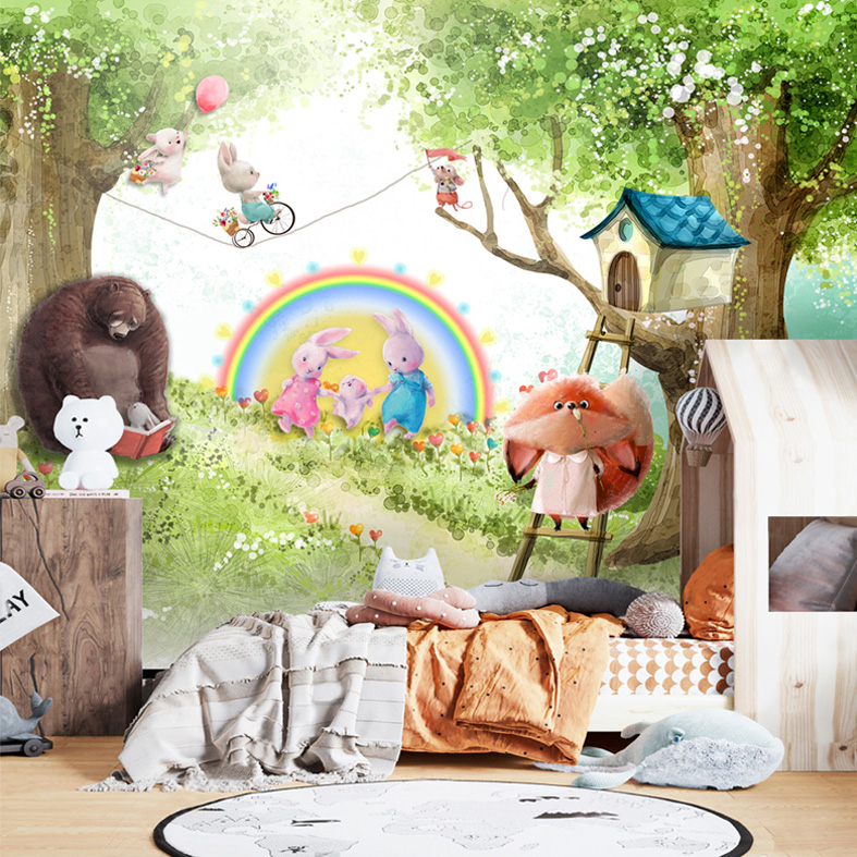 Papier peint chambre enfant Ours à bulles