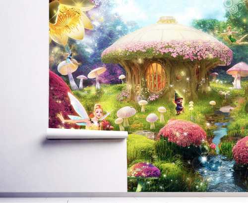 papiers peints panoramic foret fee bois magique maison conte de fées removable pre pasted murale auto adhesif chambre enfant vert
