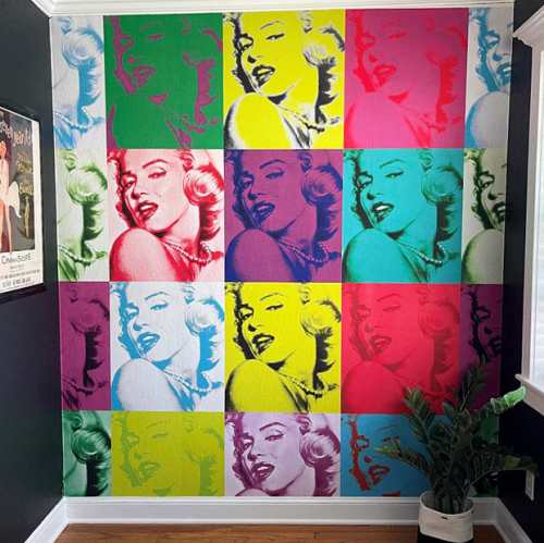 papiers peints marilyn monroe pop art disco style adhesif femme visage vogue mode fashion coloree personnalisable murale chambre bureau dressing décoration oliprint