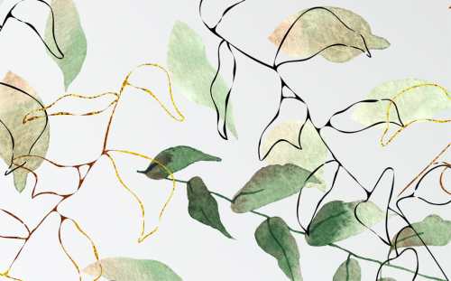 papiers peints botanique branche plantes vert beige nature branches feuilles adhesif mural design