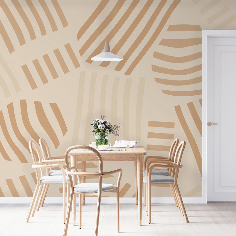 papiers peints scandinavian abstract ligne beige adhesif art design chambre salon tendance minimalist