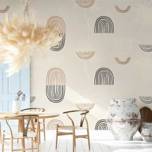 papiers peints scandinavian beige abstract adhesif art design